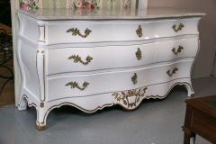 White and Gilt Gold Decorated Louis XV Style Bombe Dresser Carrara Marble Top - 2938452