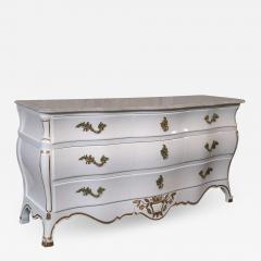 White and Gilt Gold Decorated Louis XV Style Bombe Dresser Carrara Marble Top - 2956905