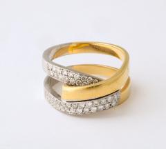 White and Yellow 18 K Gold Crossover Ring - 2511481