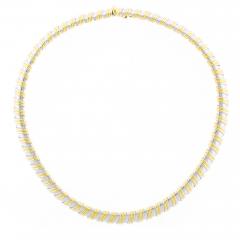 White and Yellow Gold Ribbed Collar Necklace - 4615913