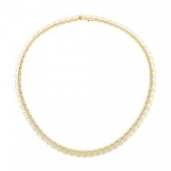 White and Yellow Gold Ribbed Collar Necklace - 4616144