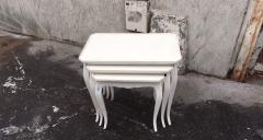 White lacquer french 40s 3 tables - 1300290