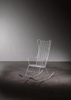 White lacquered wrought iron rocking chair - 2999091