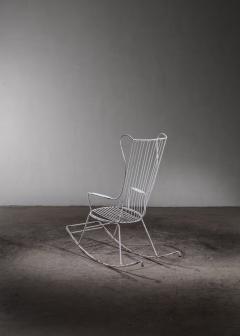 White lacquered wrought iron rocking chair - 2999094