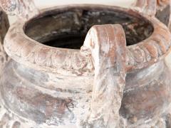 Whitewashed Terracotta Urn with Three Handles Italy mid 20th C  - 3877599