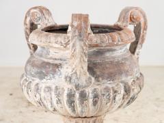 Whitewashed Terracotta Urn with Three Handles Italy mid 20th C  - 3877600