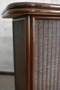Wicker Bamboo Bar Cabinet with Leather Stools Italy 1970s - 4107308