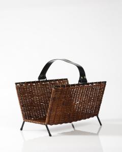 Wicker and Metal Firewood Holder France c 1960 - 3659109