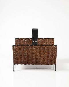 Wicker and Metal Firewood Holder France c 1960 - 3659111