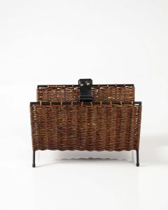 Wicker and Metal Firewood Holder France c 1960 - 3659117