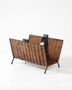 Wicker and Metal Firewood Holder France c 1960 - 3659118