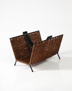 Wicker and Metal Firewood Holder France c 1960 - 3659119