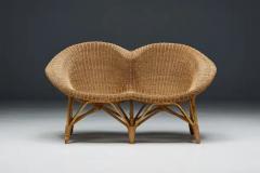 Wicker and Rattan Loveseat Italy 1970s - 3548518