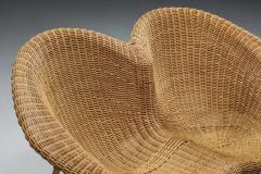 Wicker and Rattan Loveseat Italy 1970s - 3548523