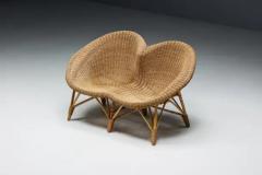 Wicker and Rattan Loveseat Italy 1970s - 3548560