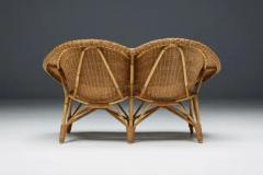 Wicker and Rattan Loveseat Italy 1970s - 3548563