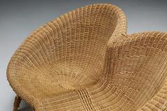 Wicker and Rattan Loveseat Italy 1970s - 3548565