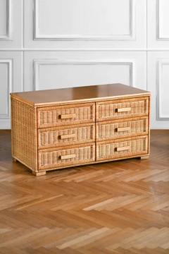 Wicker and wood chest of drawers 1980 - 3441801