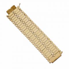 Wide Retro Fancy Link 18K Gold Strap Bracelet - 3133149