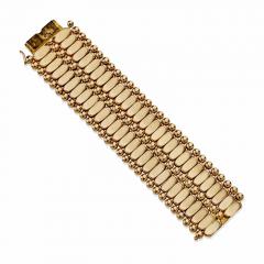 Wide Retro Fancy Link 18K Gold Strap Bracelet - 3133152