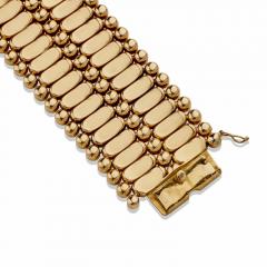 Wide Retro Fancy Link 18K Gold Strap Bracelet - 3133170