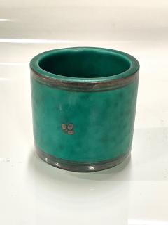 Wilhelm K ge ARGENTA VASE IN GREEN SILVER ENAMELED CERAMIC BY WILHELM KAGE - 2494658