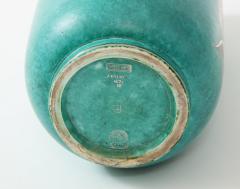 Wilhelm K ge Green glazed ceramic and silver Argenta vase by Wilhelm Kage for Gustavsberg - 1209732