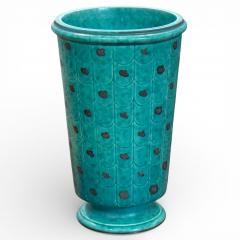 Wilhelm K ge Wilhelm Kage Green Ceramic Argenta Vase Sweden 1930s - 4440542