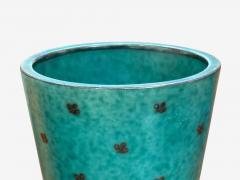 Wilhelm K ge Wilhelm Kage Green Ceramic Argenta Vase Sweden 1930s - 4440699