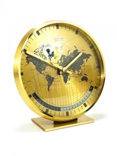 Wilhelm Kienzle Kienzle GMT World Time Zone Brass Table Clock Midcentury Germany 1960s - 4063019