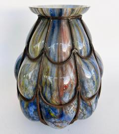Wilhelm Kralik Sohn Czech Wilhelm Kralik Sohn Bohemian Caged Blown Glass Vase 1920s - 4585963