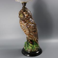 Wilhelm Schiller Majolica Owl Figural Lamp - 4169634