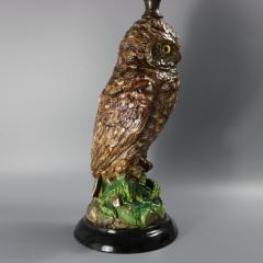 Wilhelm Schiller Majolica Owl Figural Lamp - 4169639