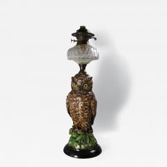 Wilhelm Schiller Majolica Owl Figural Lamp - 4176967