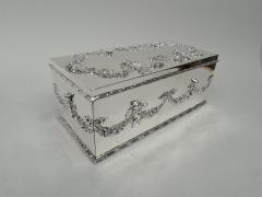William B Durgin American Edwardian Regency Sterling Silver Jewelry Box with Cherubs - 3757391