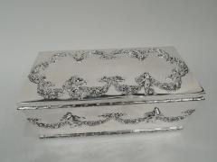 William B Durgin American Edwardian Regency Sterling Silver Jewelry Box with Cherubs - 3757393