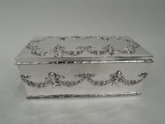William B Durgin American Edwardian Regency Sterling Silver Jewelry Box with Cherubs - 3757394