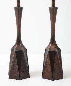 William Barr William Barr Bronzed Brutalist Lamps - 4807507