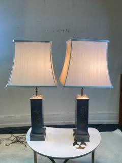 William Billy Haines 1940s PAIR OF ASIAN THEMED PEWTER AND BRASS LAMPS - 2155074