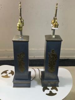William Billy Haines 1940s PAIR OF ASIAN THEMED PEWTER AND BRASS LAMPS - 2155091