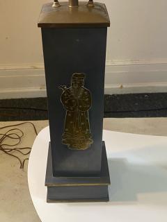 William Billy Haines 1940s PAIR OF ASIAN THEMED PEWTER AND BRASS LAMPS - 2155093