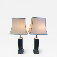 William Billy Haines 1940s PAIR OF ASIAN THEMED PEWTER AND BRASS LAMPS - 2202756