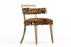 William Billy Haines Billy Haines Style Klismos Side Chair in Leopard Velvet Bleached Mahogany - 4333700