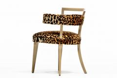 William Billy Haines Billy Haines Style Klismos Side Chair in Leopard Velvet Bleached Mahogany - 4333704