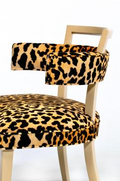 William Billy Haines Billy Haines Style Klismos Side Chair in Leopard Velvet Bleached Mahogany - 4333708