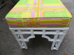 William Billy Haines Fabulous Mod White Faux Bamboo Wood Pucci Style Upholstered Bench Hollywood Glam - 1708990