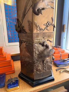 William Billy Haines Large Bronze Lamp with Peacocks and Birds Attributed to Billy William Haines - 4761544