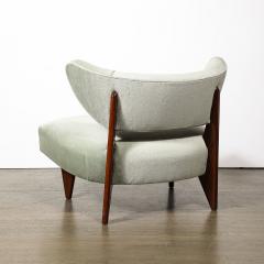 William Billy Haines Mid Century Walnut Pale Aquamarine Velvet Slipper Chairs by Billy Haines - 3861485