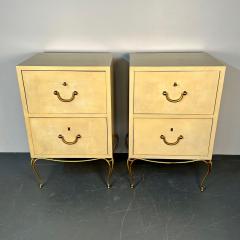 William Billy Haines Pair Large Mid Century French Parchment Commodes Chests or Cabinets 1950s - 2999126