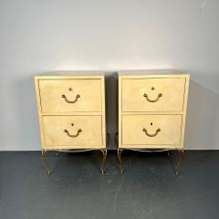 William Billy Haines Pair Large Mid Century French Parchment Commodes Chests or Cabinets 1950s - 2999127